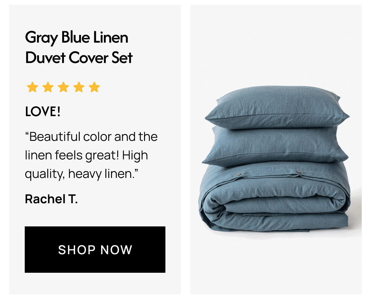 Gray blue linen duvet cover set 