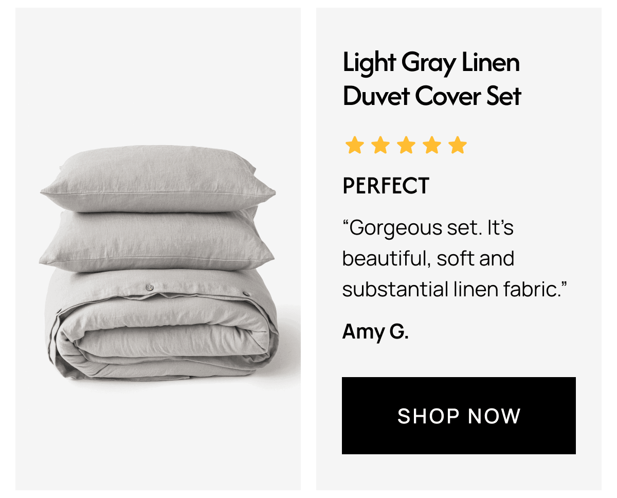 Light gray linen duvet cover set 
