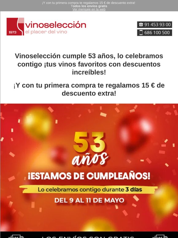 Vinoselección cumple 53 años:¡3 días de increíbles ofertas! ¡Prepárate!