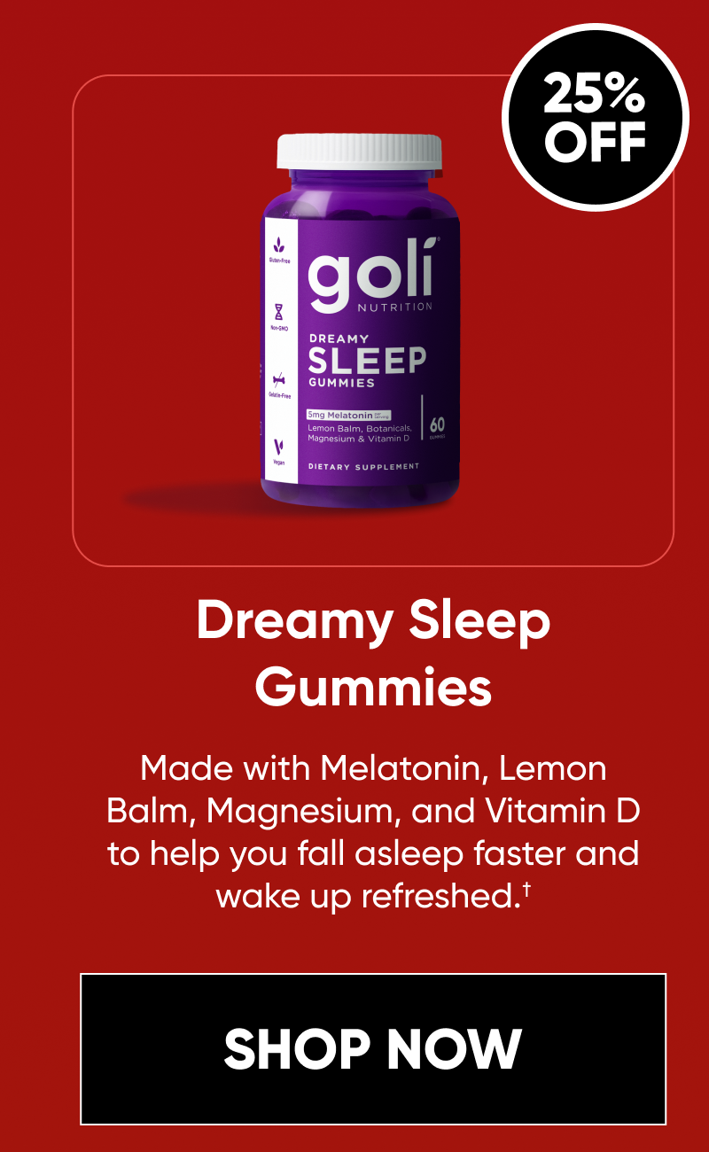 Dreamy Sleep Gummies Made with Melatonin, Lemon Balm, Magnesium, and Vitamin D to help you fall asleep faster and wake up refreshed.†