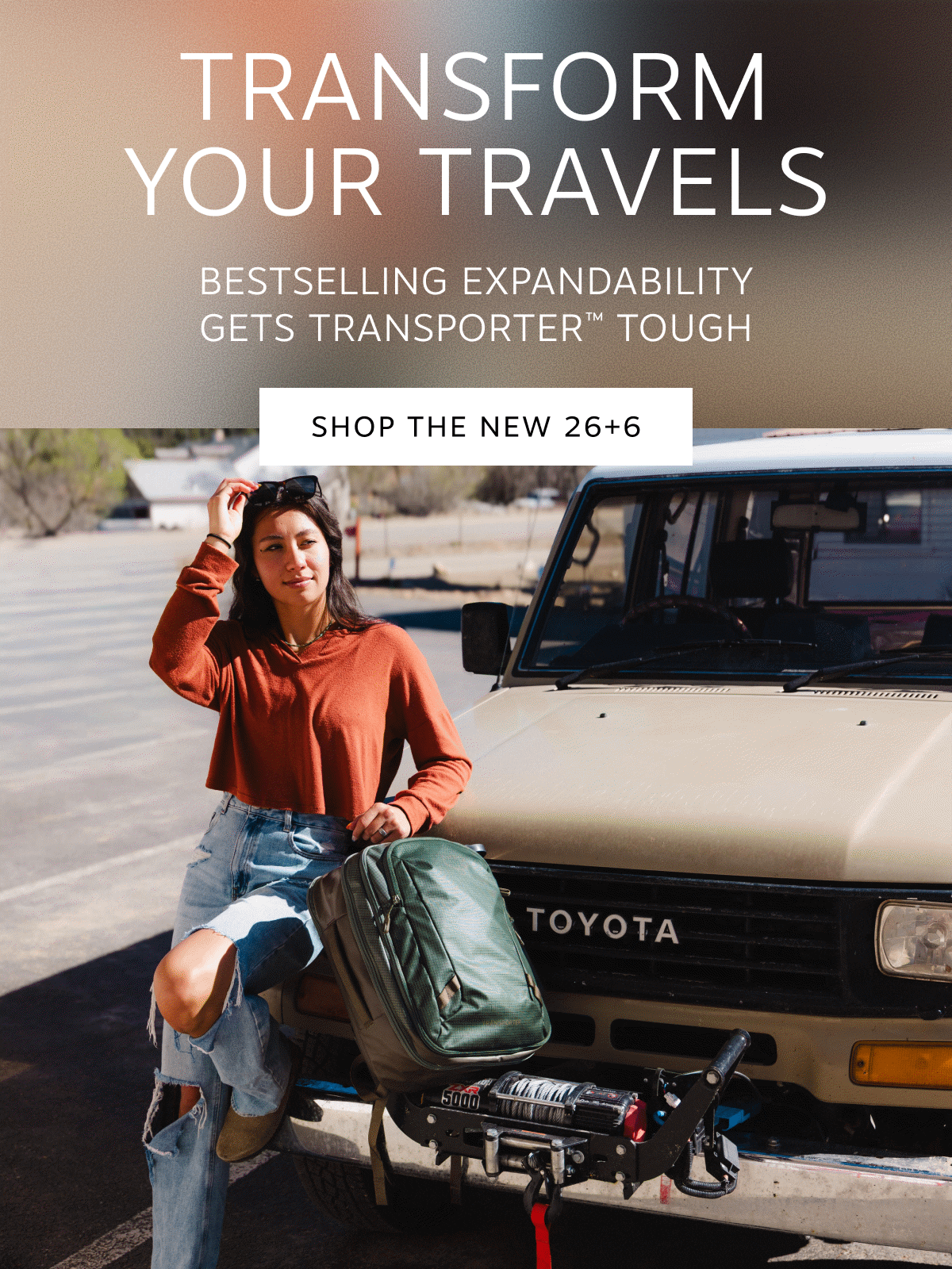 Transform your travels with the tough, water-resistant new Transporter Expandable 26+6 | Shop Now