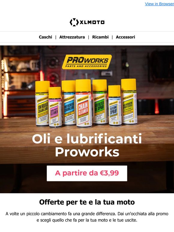 Prodotti Proworks per la cura della moto