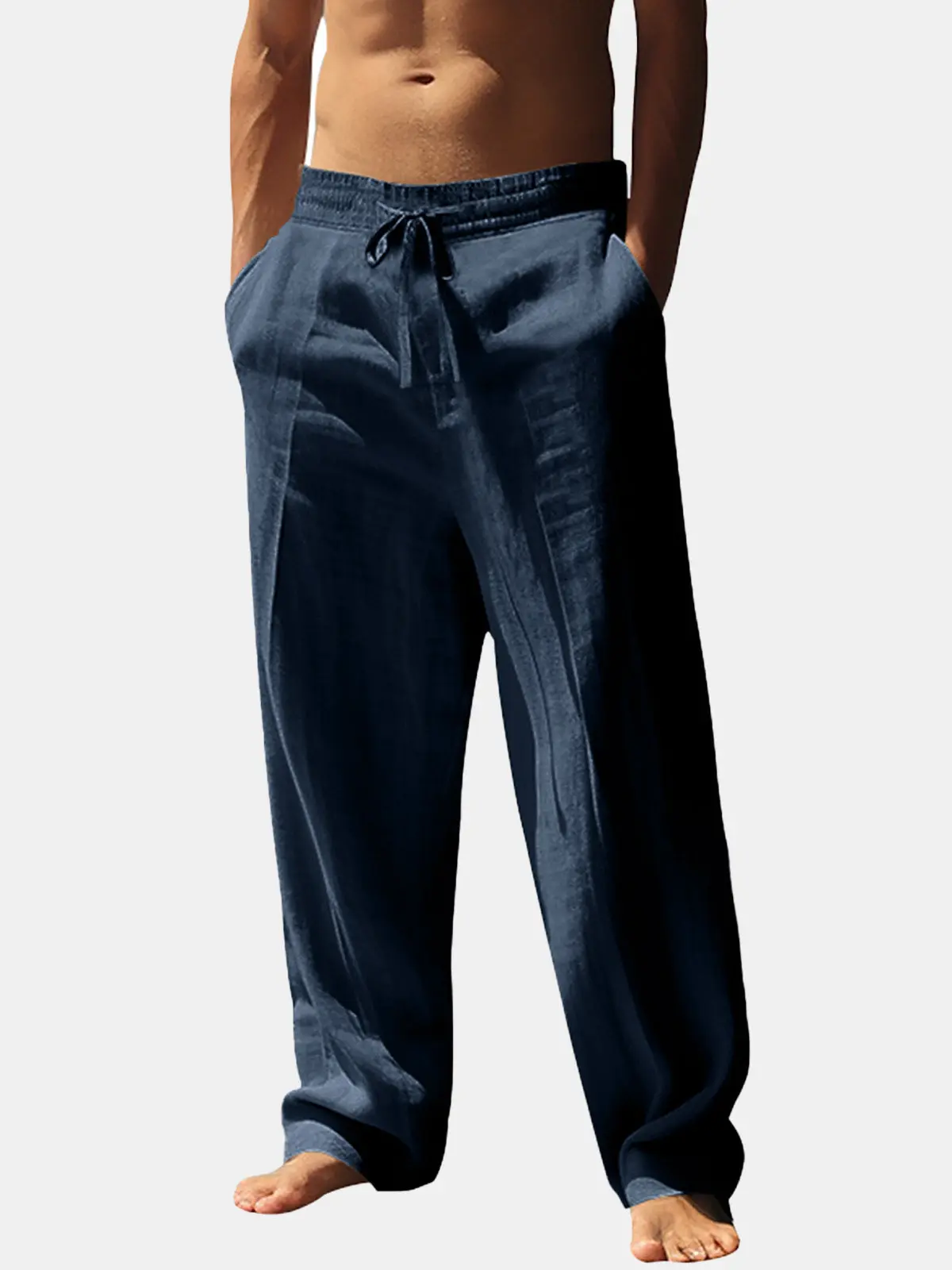 Image of Men's Relaxed Linen Straight Leg Pants