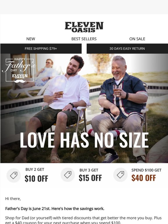 Celebrate Father's Day: Buy more, save more (up to $40 off) 👔