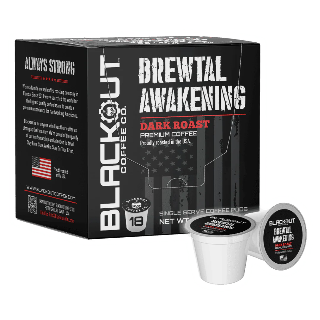 Image of BREWTAL AWAKENING DARK ROAST COFFEE PODS 18CT