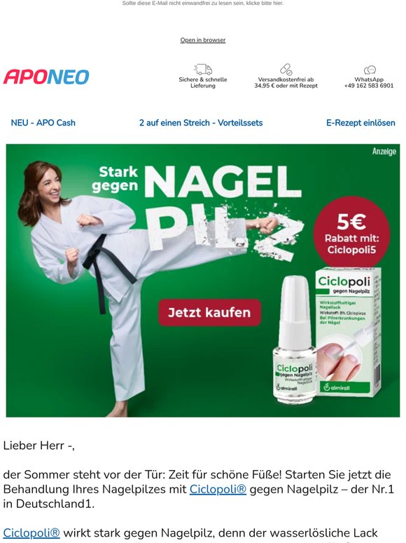 ❤️  5 € Coupon* auf Ciclopoli gegen Nagelpilz! ❤️