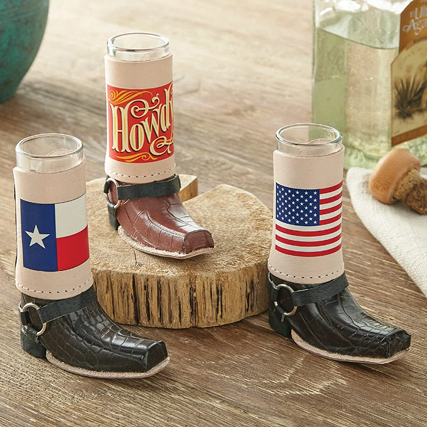 American Flag Cowboy Boot Shot Glass