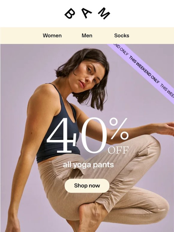 40% off ALL Yoga Pants