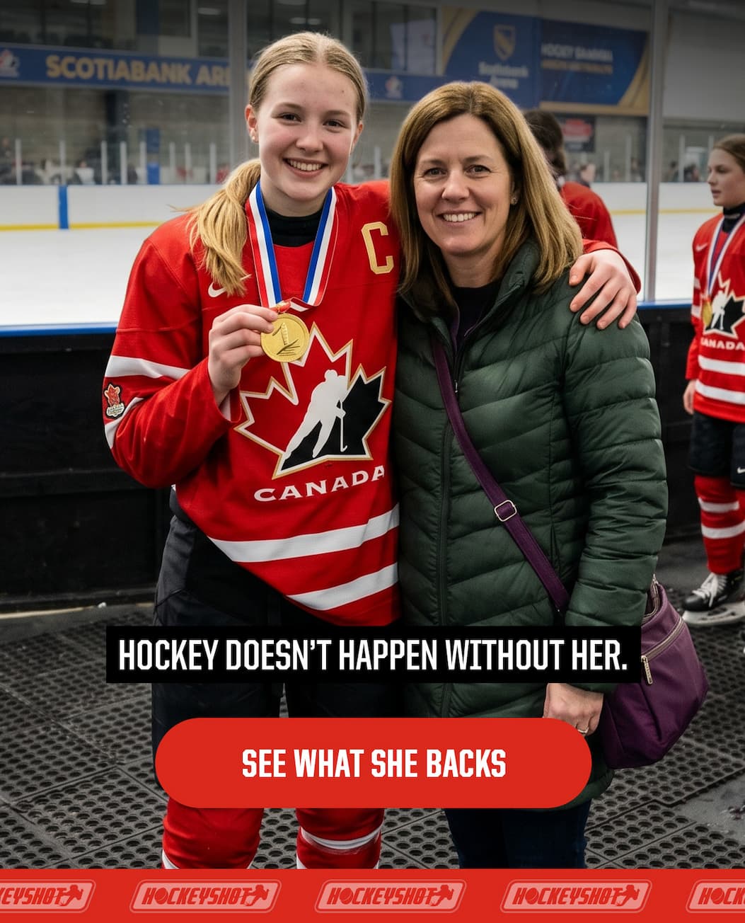 Hockey Doesn't Happen Without Her. CTA: See What She Backs 