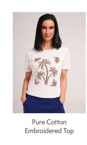 Pure Cotton Palm Embroidered Top