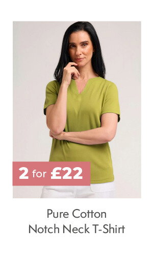 Pure Cotton Notch Neck T-Shirt