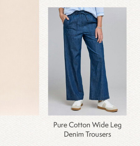 Pure Cotton Wide Leg Denim Trousers