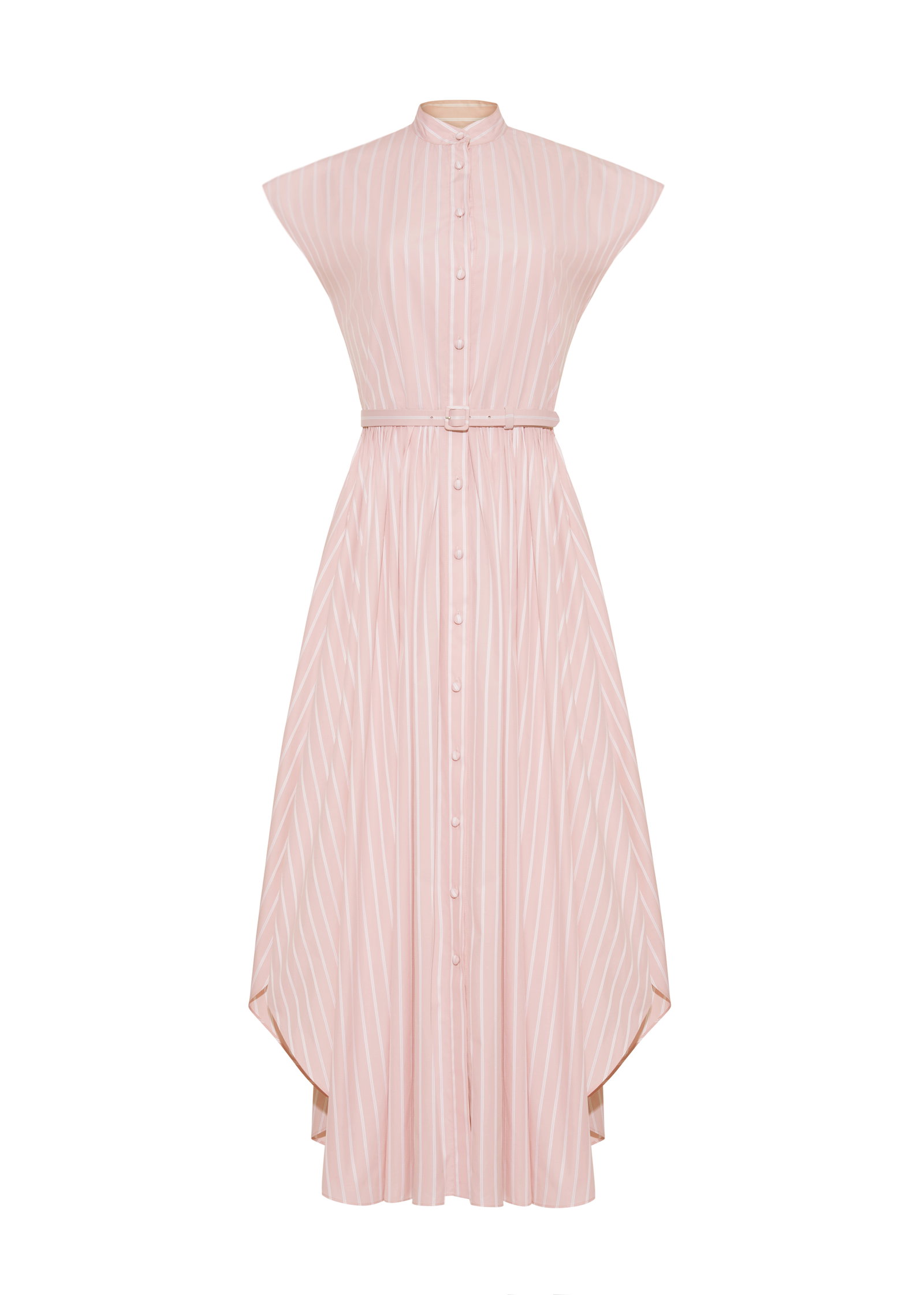 Ghost image of the Genevieve dress in pale pink and white stripes