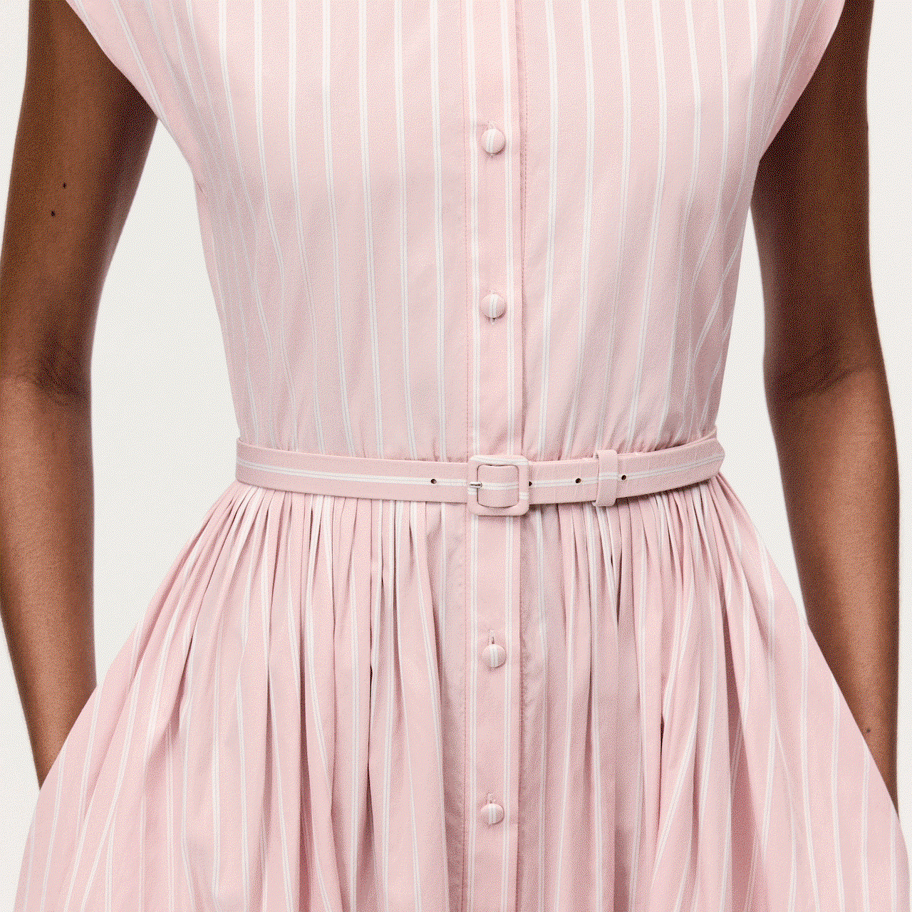 Gif of the Genevieve Dress and Charlie top in pale pink and white stripes