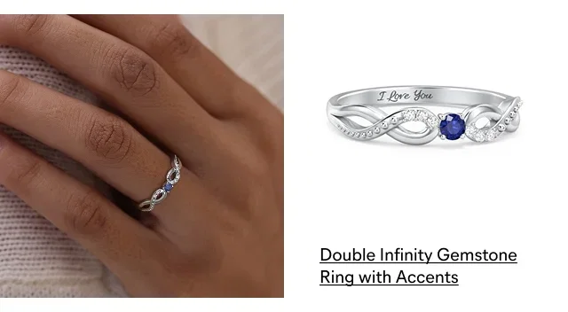 Double Infinity Gemstone Promise Ring with Accents