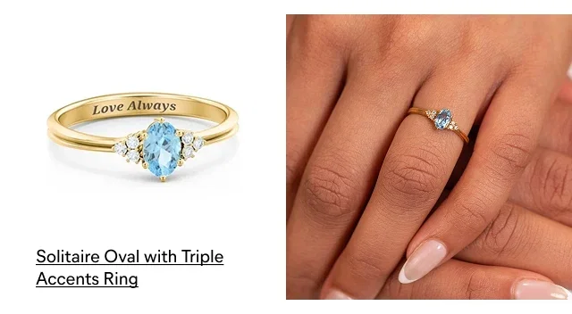 Solitaire Oval with Triple Accents Promise Ring