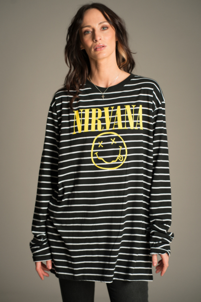 Nirvana Striped Long Sleeve Band Tee