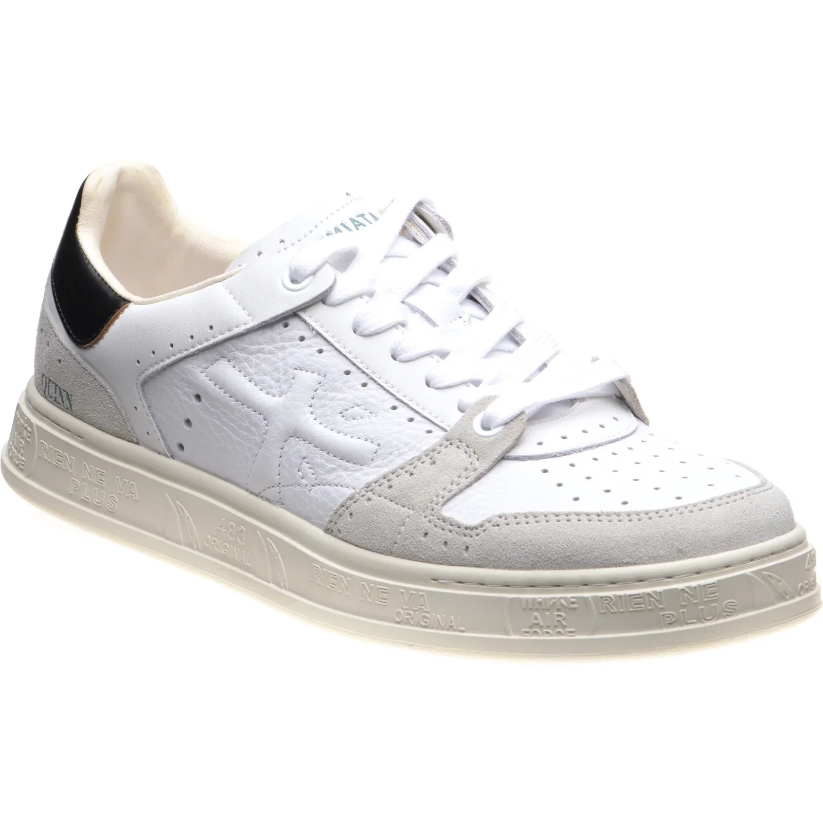 Image of Premiata Quinn mens rubber-soled trainers in white and grey