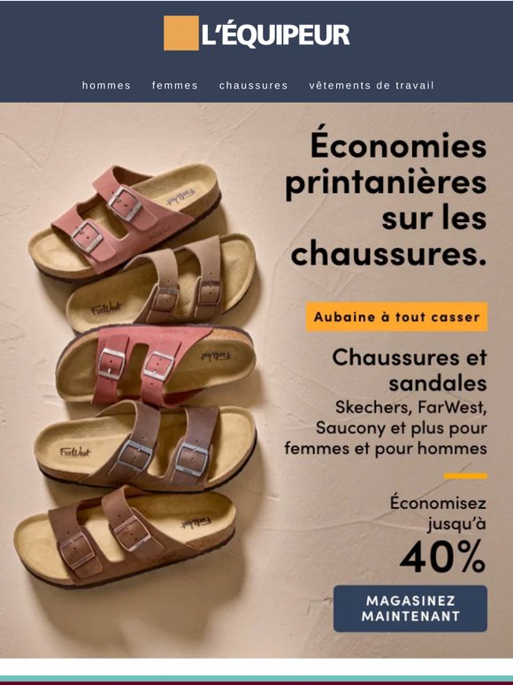 Économisez jusqu’à 40 % sur PUMA, Skechers, FarWest, Saucony et plus 👟