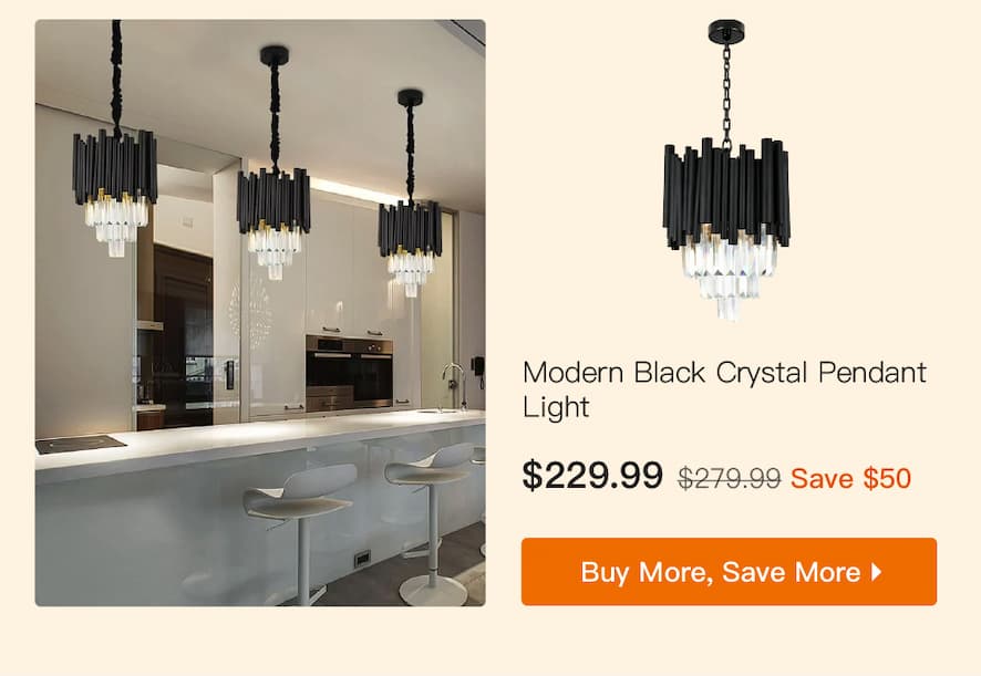 Modern Black Crystal Pendant Light