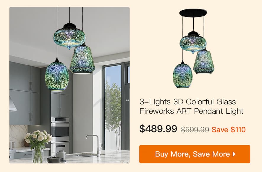 3-Lights 3D Colorful Glass Fireworks ART Pendant Light