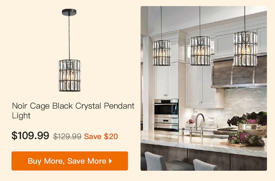 Noir Cage Black Crystal Pendant Light