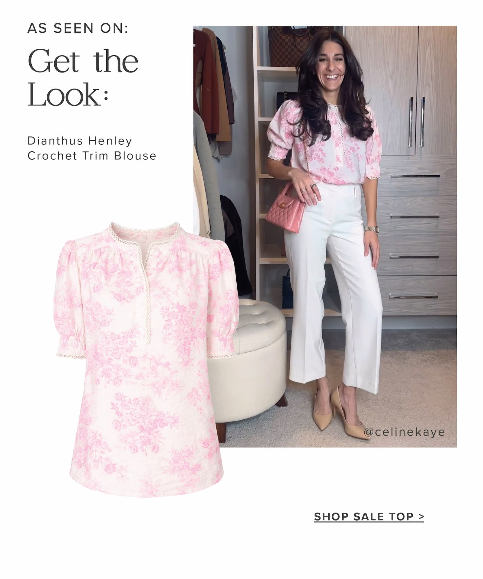 Get the look: Dianthus Henley Crochet Trim Blouse