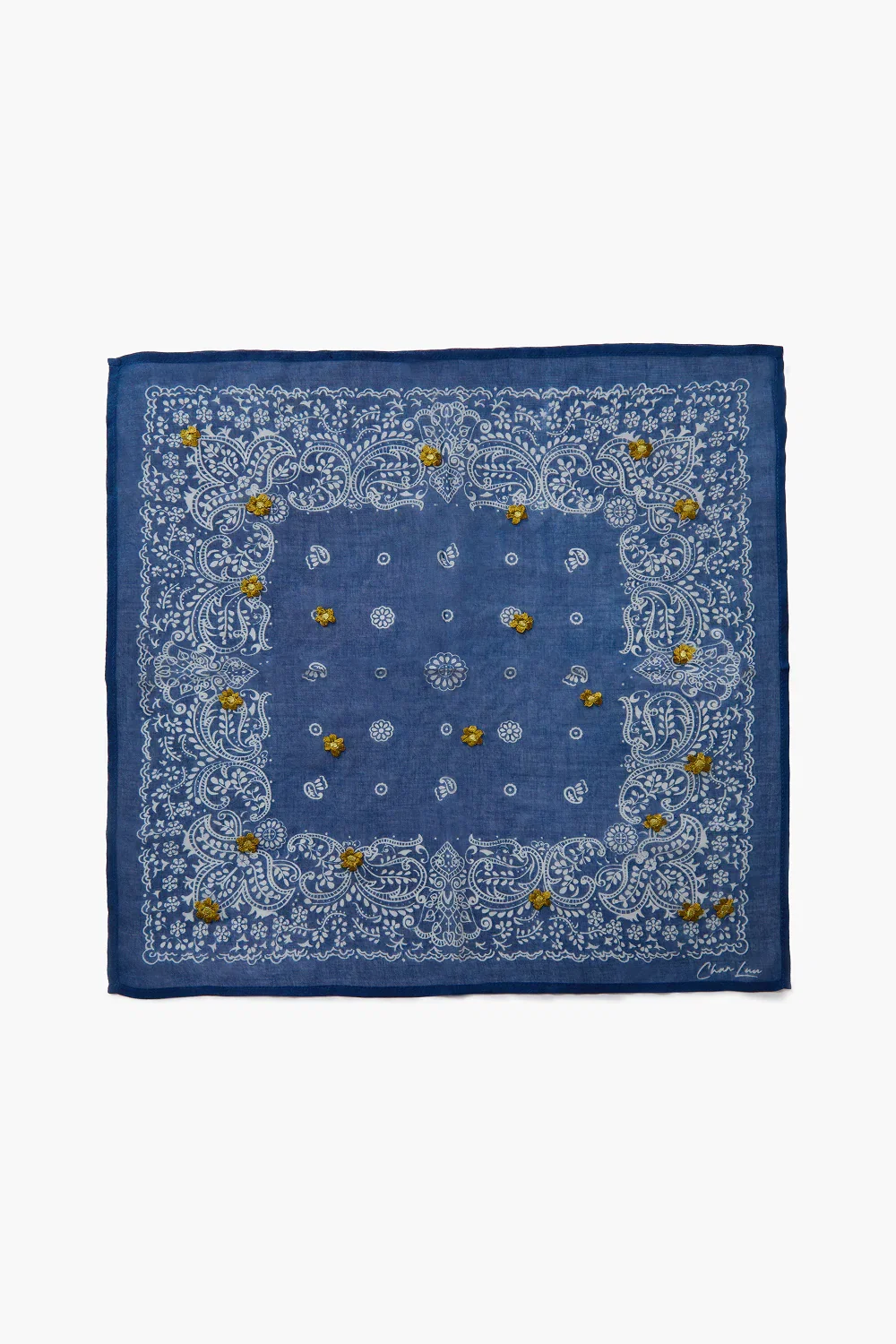 Image of Daisy Embroidered Bandana Vallarta Blue