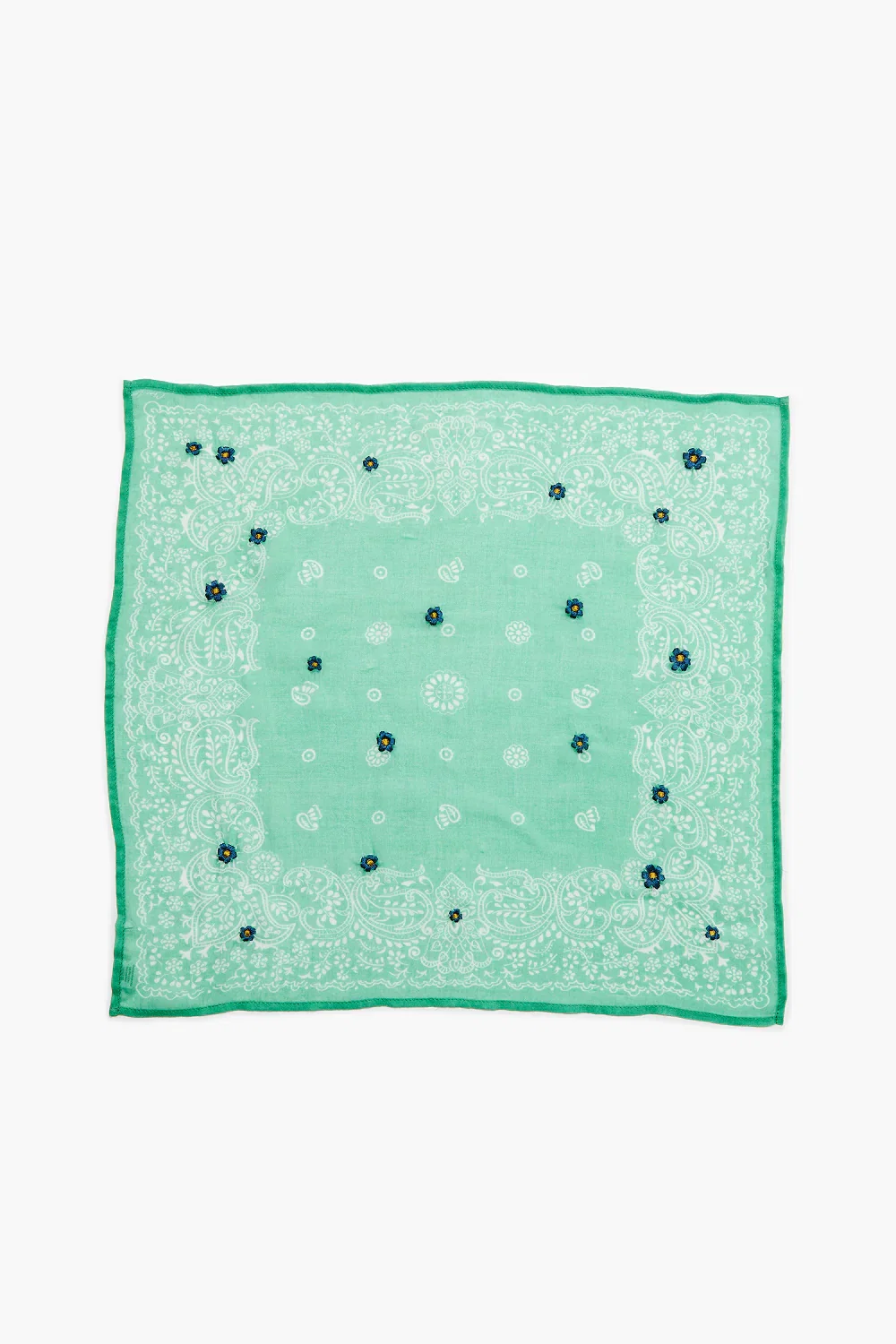 Image of Daisy Embroidered Bandana Jade Green