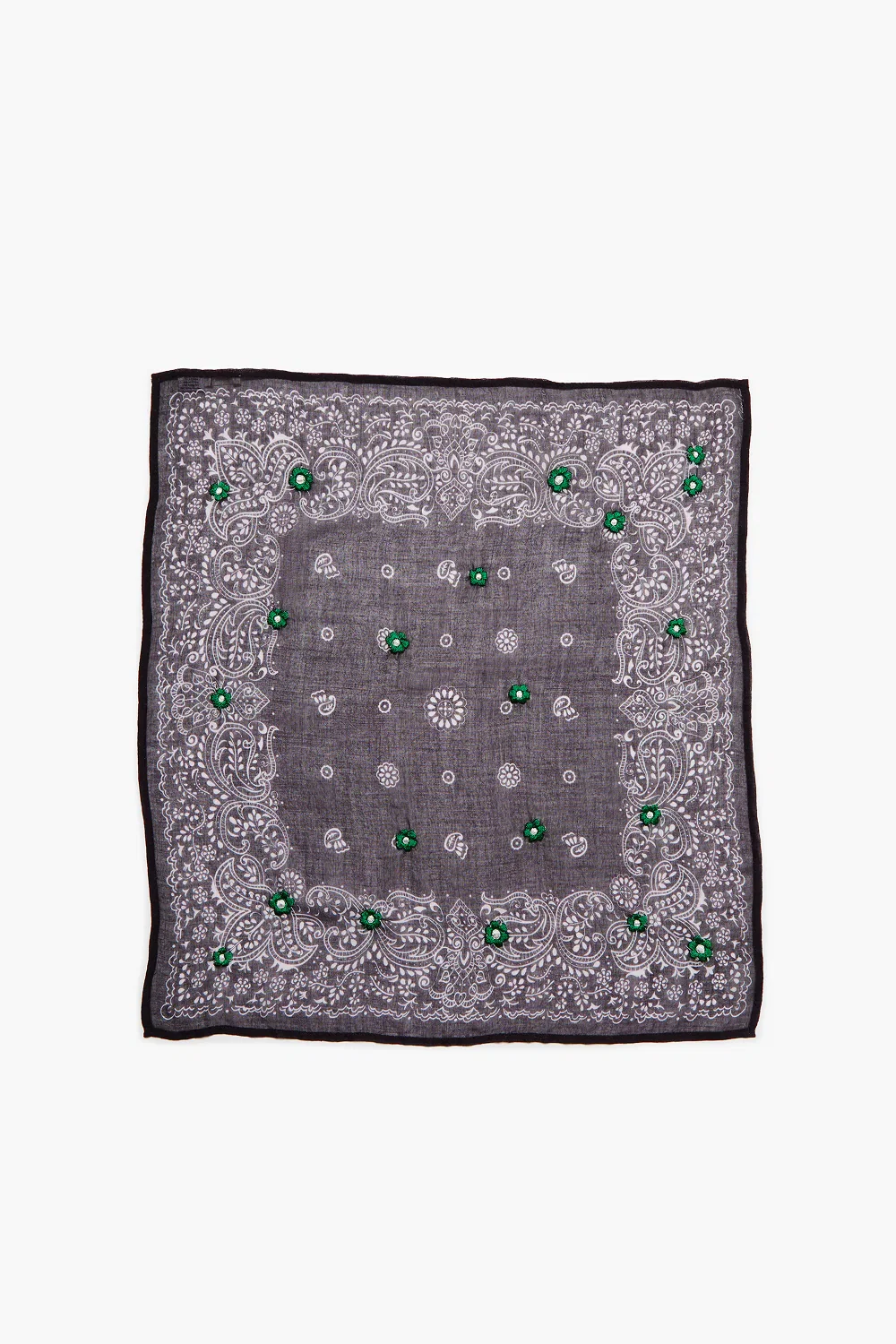 Image of Daisy Embroidered Bandana Black