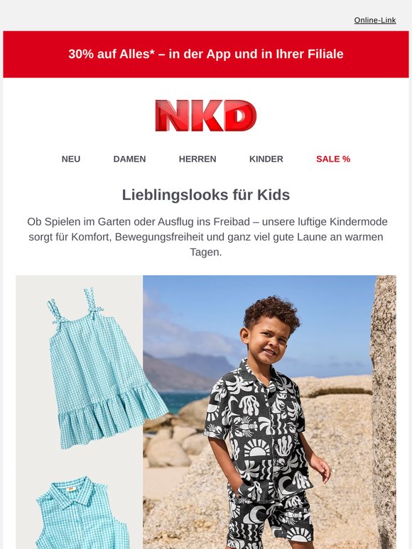 30% auf Alles – Sommerstyles für Kids, Gartenideen & Mode für ihn.
