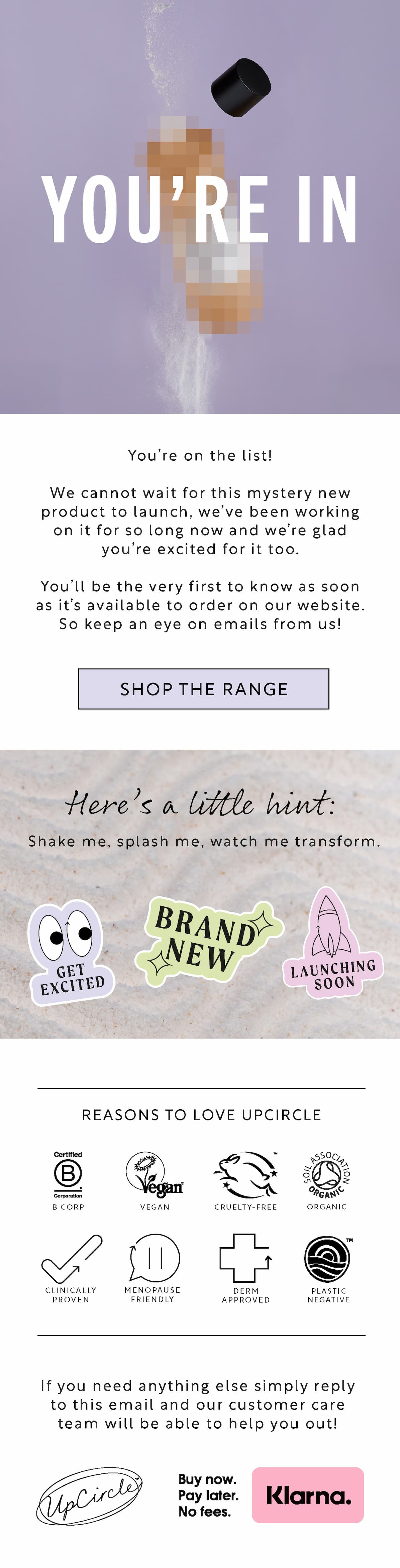you're in. shop the range