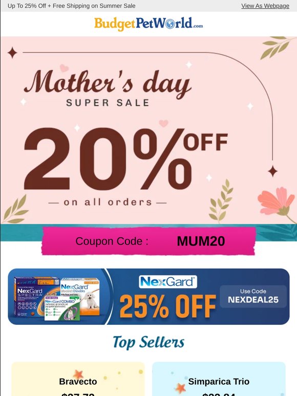 💖 Cheers to Pet Moms - Enjoy 20% Extra Discount + Free Shipping*