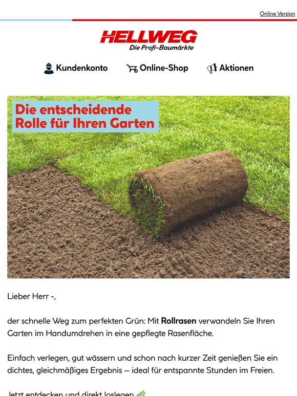 Sofort sattes Grün mit Rollrasen 🌱