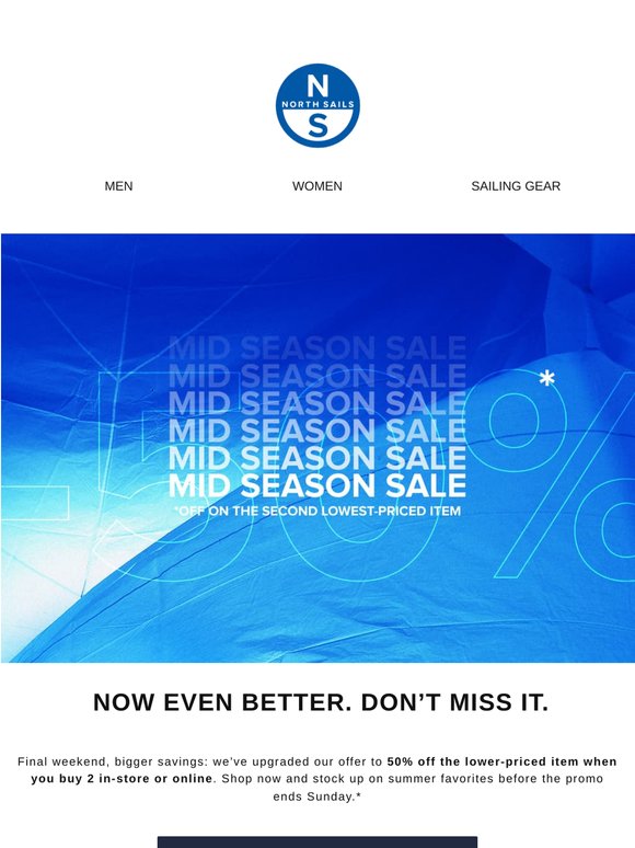 Mid-Season Sale Just Got Better: 50% off every second item
