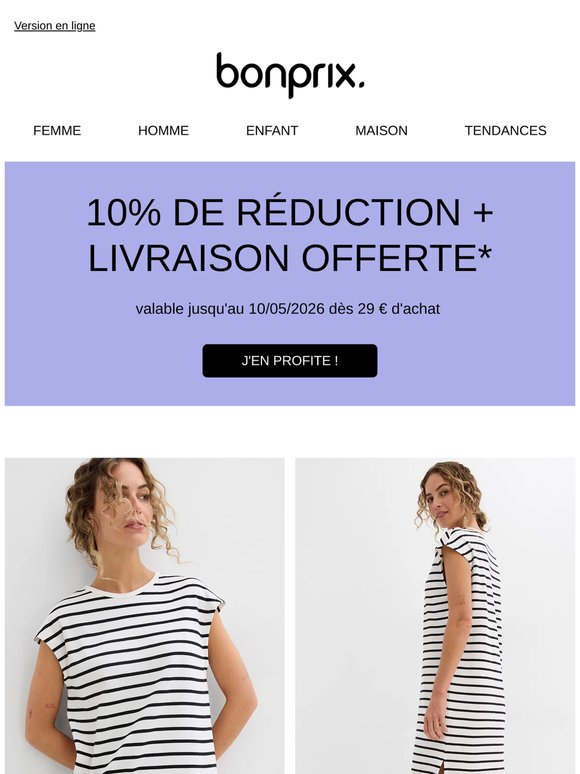 Profitez de notre double offre : -10% et livraison offerte