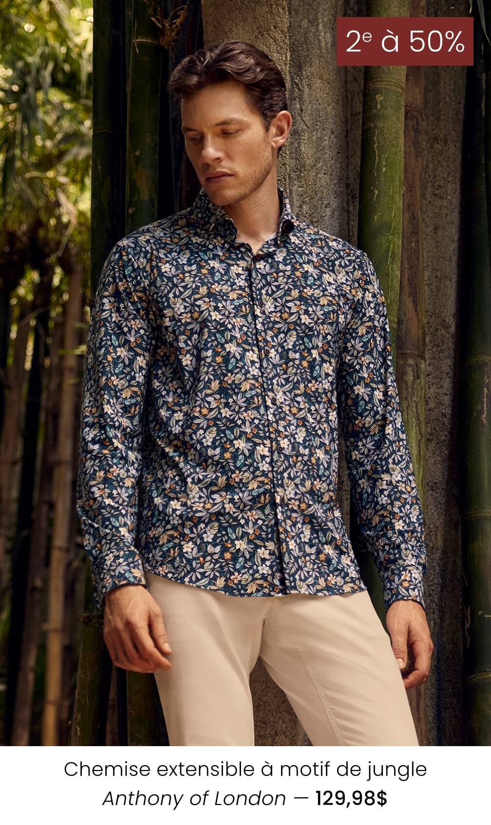 Chemise extensible à motif de jungle