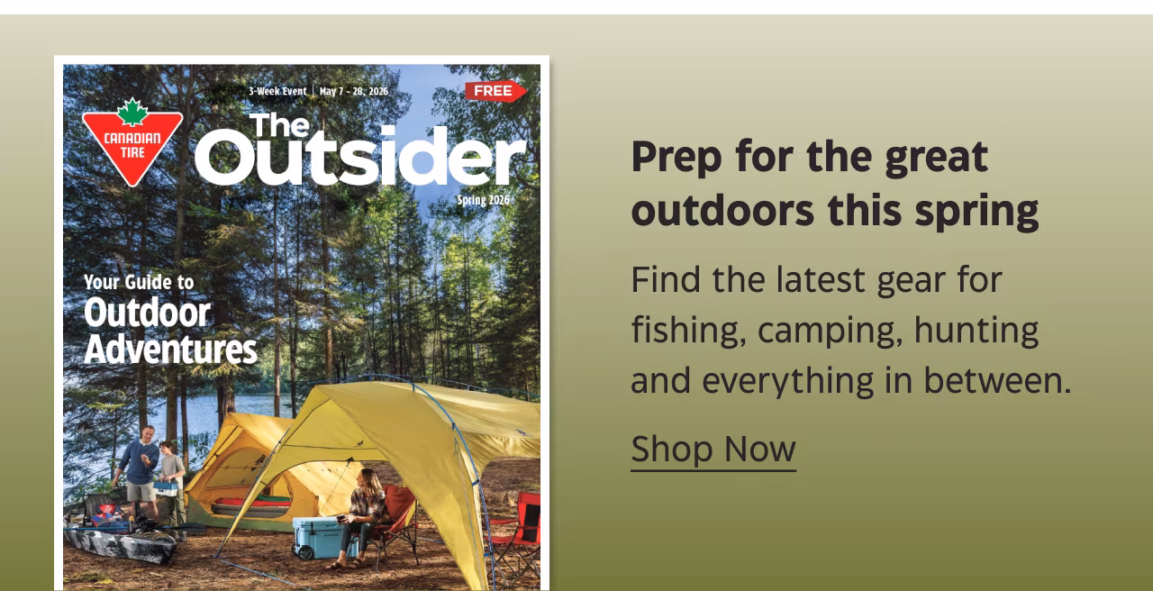 Prep for the great outdoors this spring. Find the latest gear for fishing, camping, hunting and everything in between.