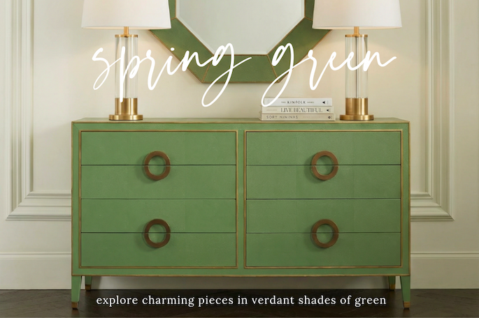 Dear Keaton - Green Collection - Green Shagreen Dresser and Mirror