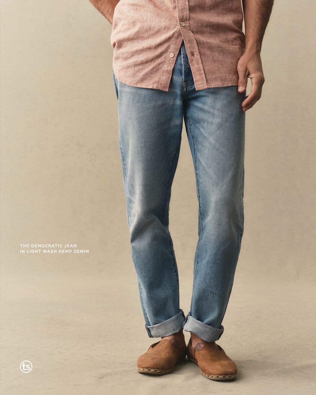 The Democratic Jean in Light Wash Hemp Denim