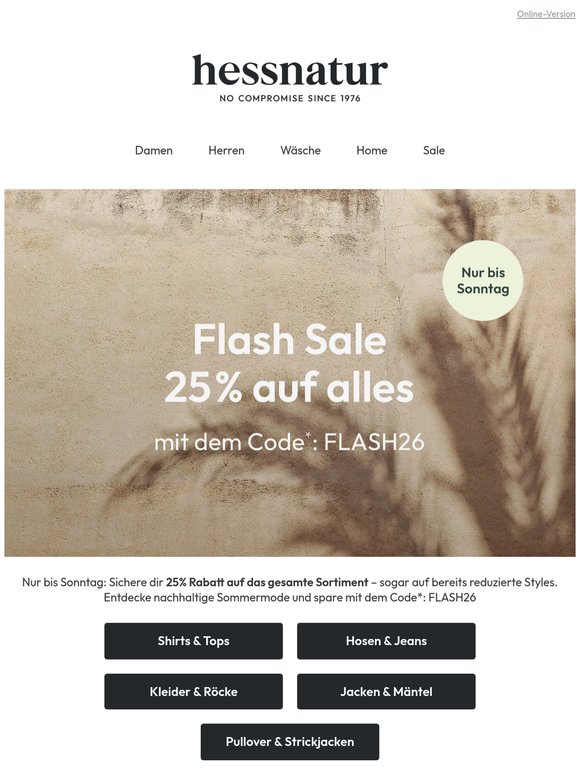 💌 Schnell sein: 25% auf alles im Flash Sale
