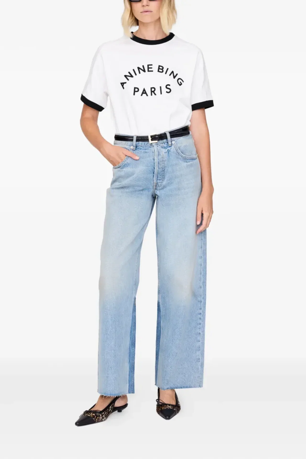 Image of Anine Bing Jaylin Tee Paris Ivory