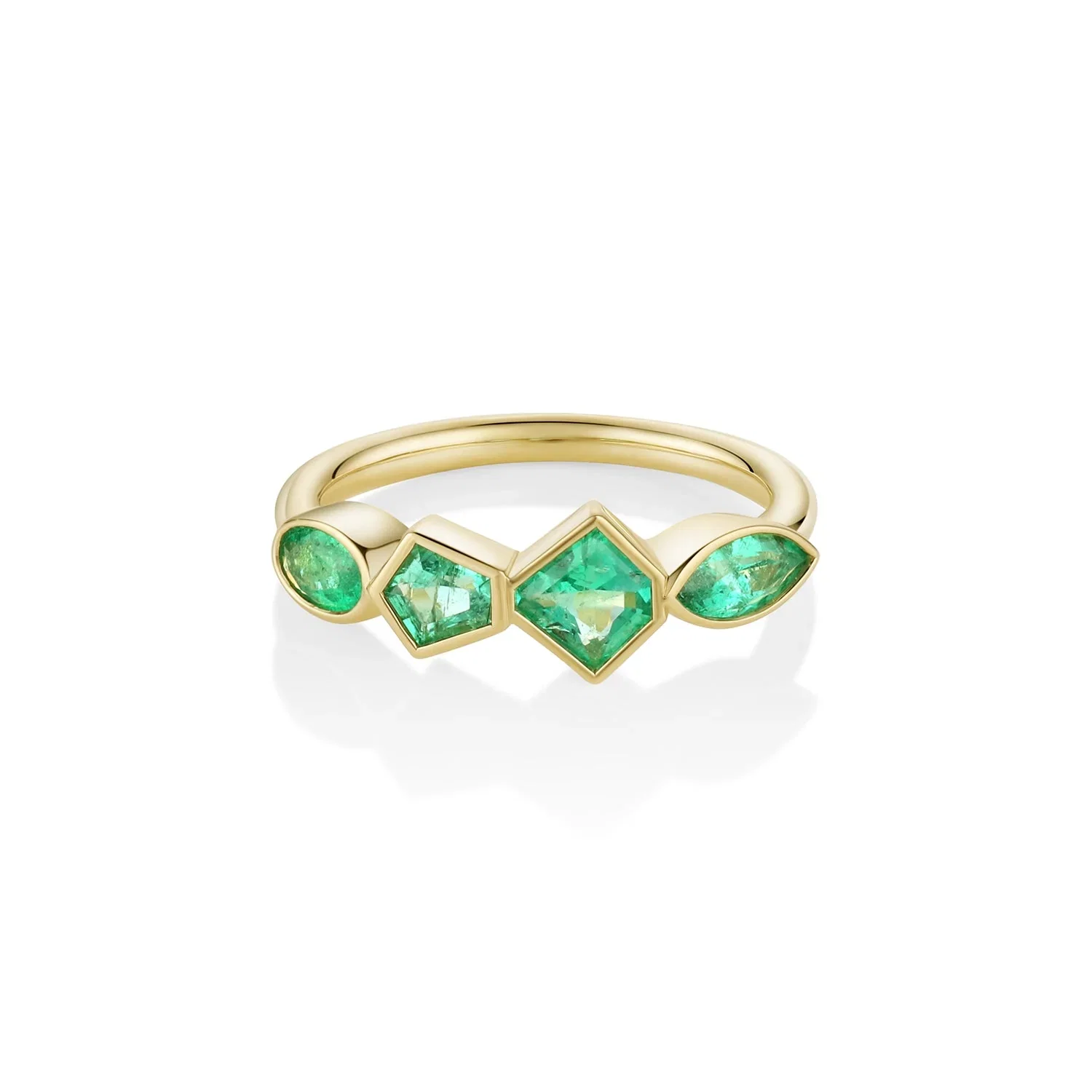 Image of 0.81ctw Winza Emerald Bezel Linear Band