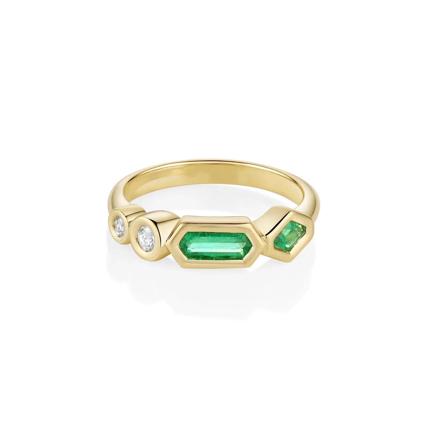 Image of 0.36ctw Winza Emerald & Diamond Bezel Linear Band