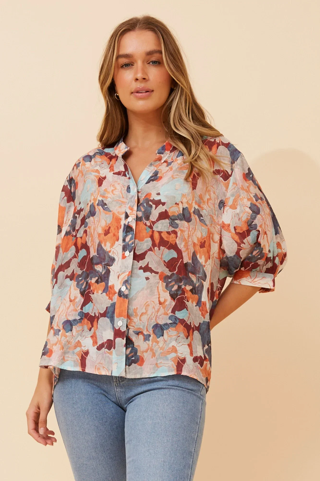 Image of BELINA ABSTRACT PRINT SHIRT