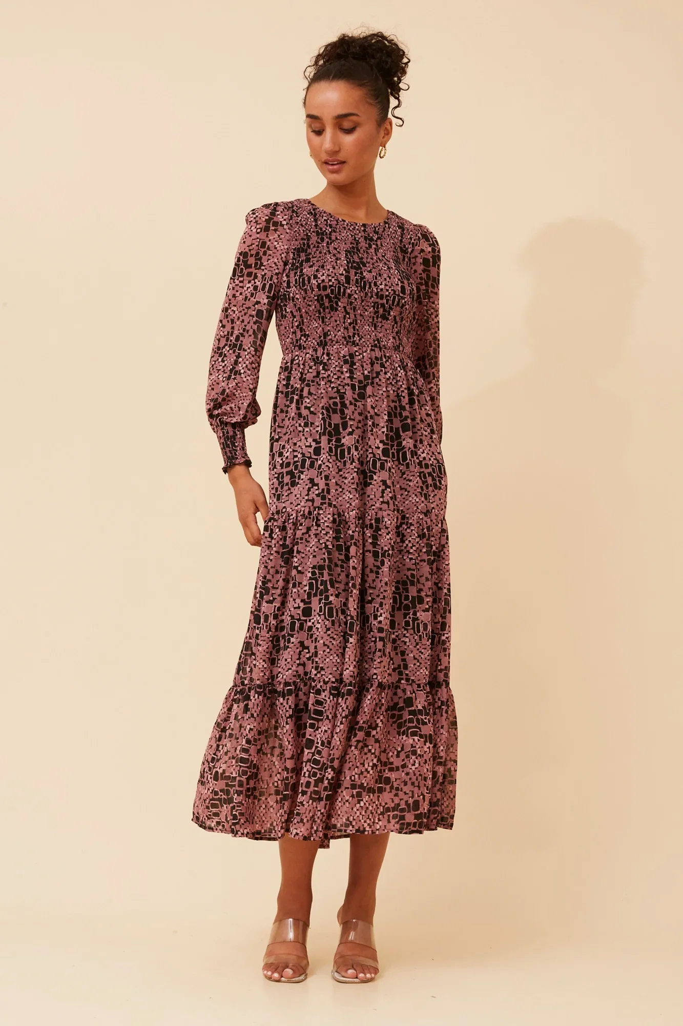 Image of SHERRY ABSTRACT PRINT MAXI DRESS