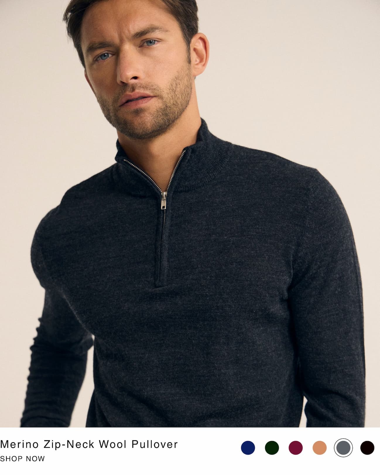Merino Zip-Neck Wool Pullover
