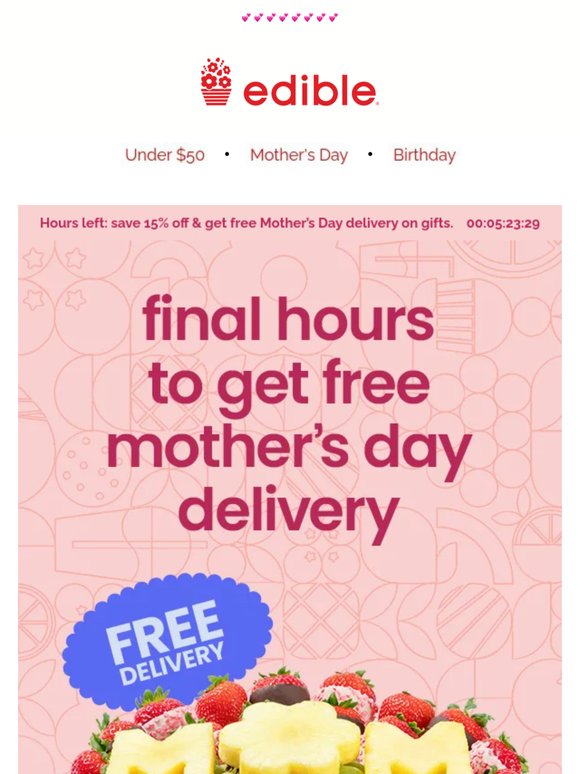 ENDS MIDNIGHT: Free Delivery on Mother's Day 🍓