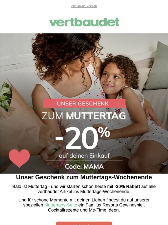 Mit -20% ins Muttertags-Wochenende 💚