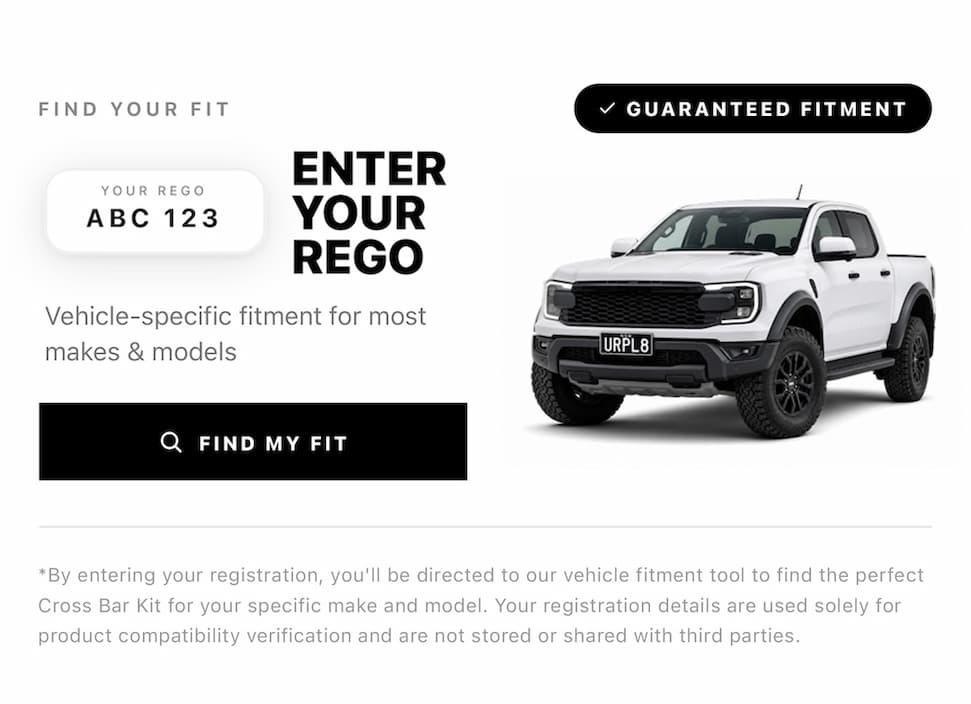 Add Your Rego and Find Your Fit